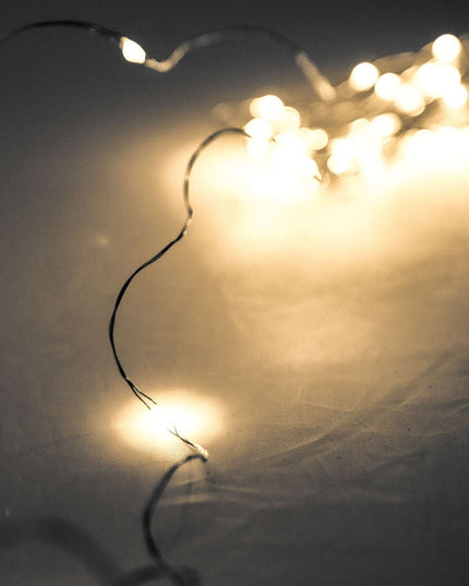 100 LED Battery Micro Lights Silver Wire 10m