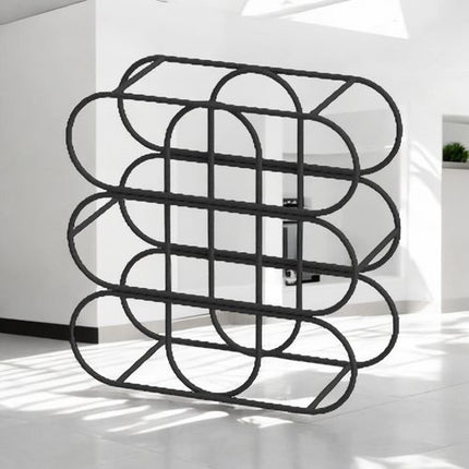 13" CAST IRON BLACK 9 BOTTLE WINE RACK
