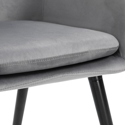 2 Pieces Modern Upholstered Fabric Bucket Seat Dining Room Armchairs - Grey