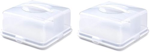 2 x Square Cake Box, Plastic,