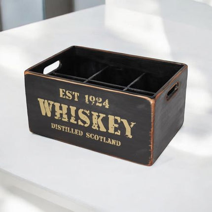 34CM BLACK WOODEN 12 BOTTLE WINE HOLDER