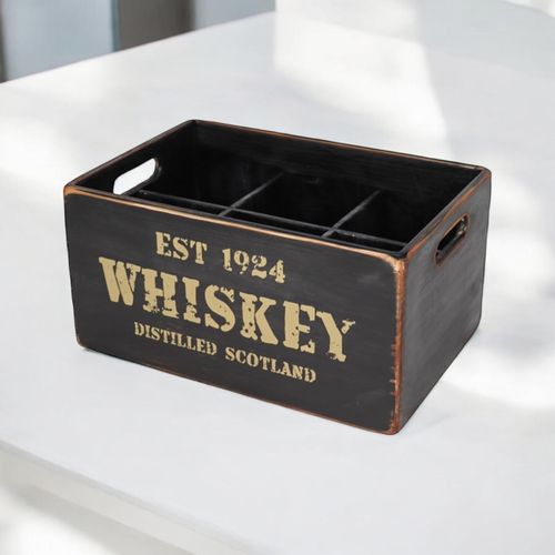 34CM BLACK WOODEN 12 BOTTLE WINE HOLDER