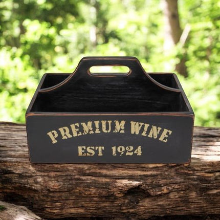 35CM BLACK WOODEN WINE HOLDER