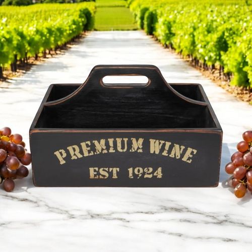 35CM BLACK WOODEN WINE HOLDER