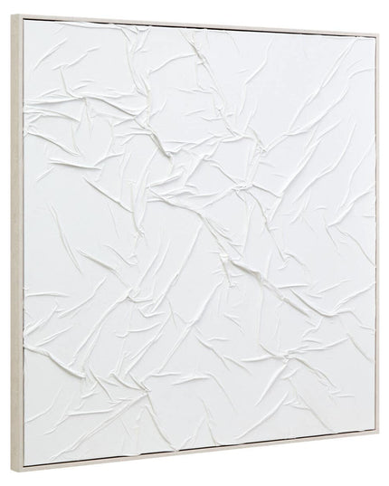 Astratto Canvas White Pleated Fabric Hand Painted Wall Art