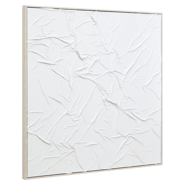 Astratto Canvas White Pleated Fabric Hand Painted Wall Art