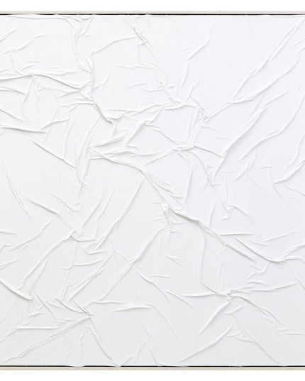 Astratto Canvas White Pleated Fabric Hand Painted Wall Art