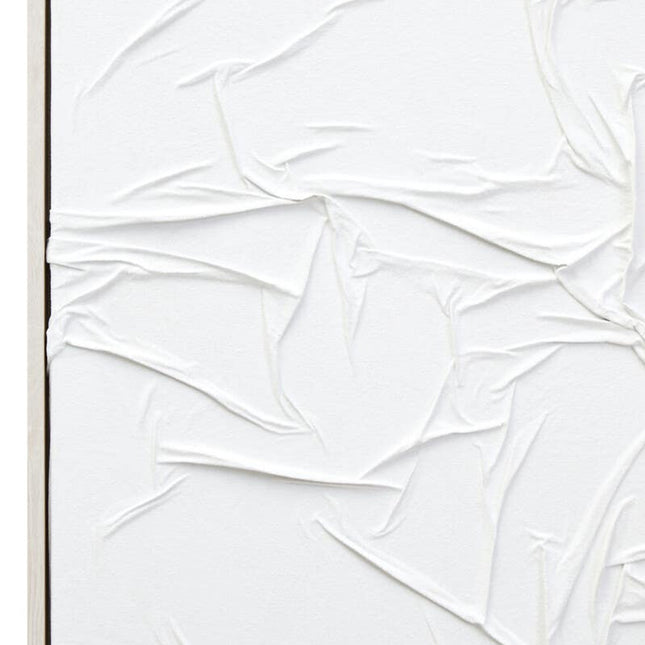 Astratto Canvas White Pleated Fabric Hand Painted Wall Art
