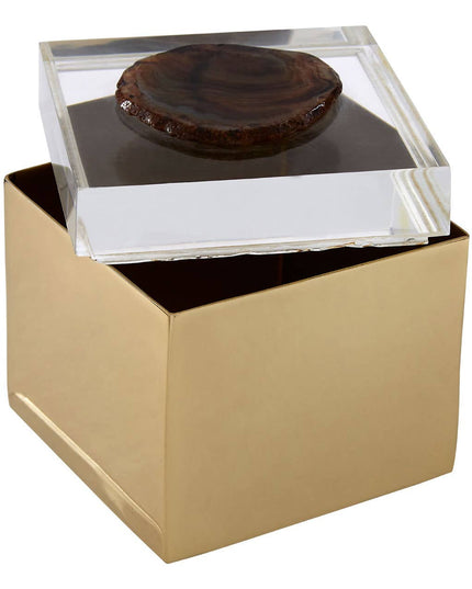 Bowerbird Black Agate Small Trinket Box