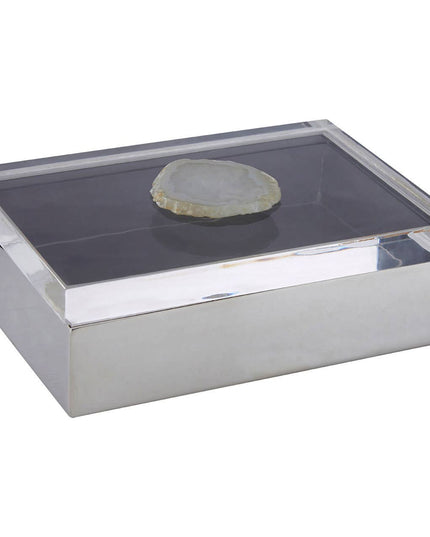 Bowerbird White Agate Large Trinket Box