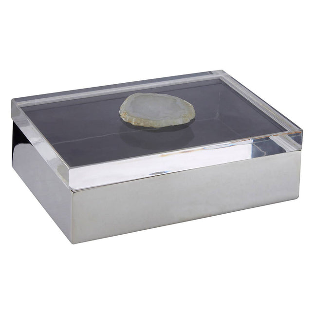 Bowerbird White Agate Large Trinket Box