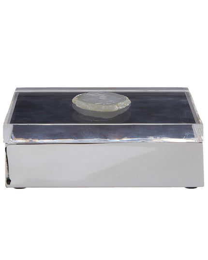 Bowerbird White Agate Large Trinket Box