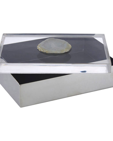 Bowerbird White Agate Large Trinket Box