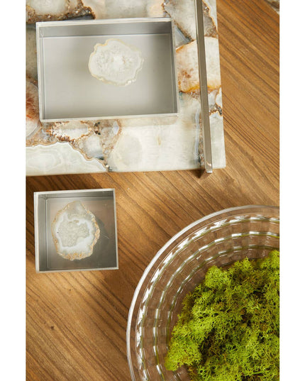 Bowerbird White Agate Large Trinket Box