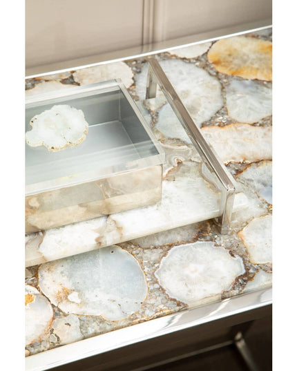 Bowerbird White Agate Large Trinket Box