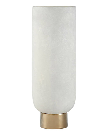 Callie White and Gold Small Pedestal Vase.