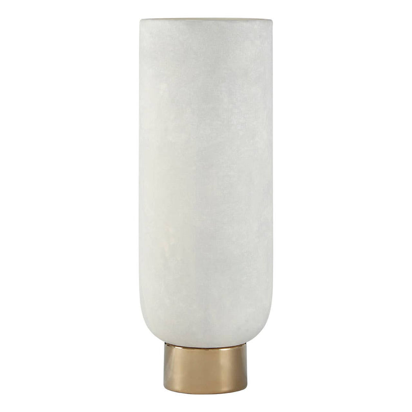 Callie White and Gold Small Pedestal Vase.