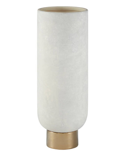 Callie White and Gold Small Pedestal Vase.