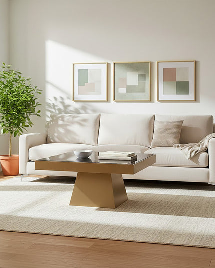Carlox Square Gold Finish Coffee Table