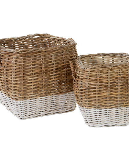 Hampstead Set of Two Natural Rattan Square Storage Baskets