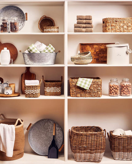 Hampstead Set of Two Natural Rattan Square Storage Baskets