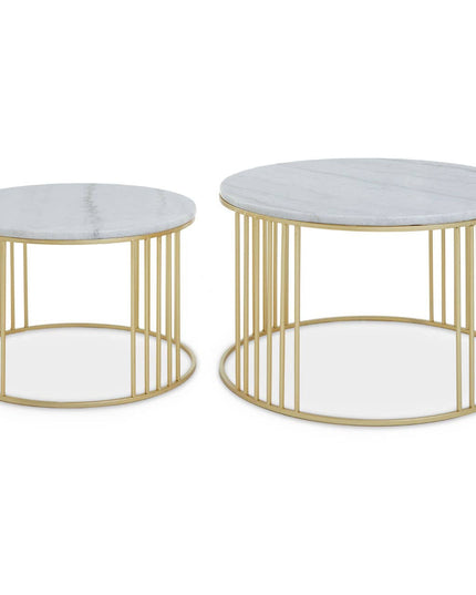 Jodie Set Of Two White Marble And Gold Frame Table