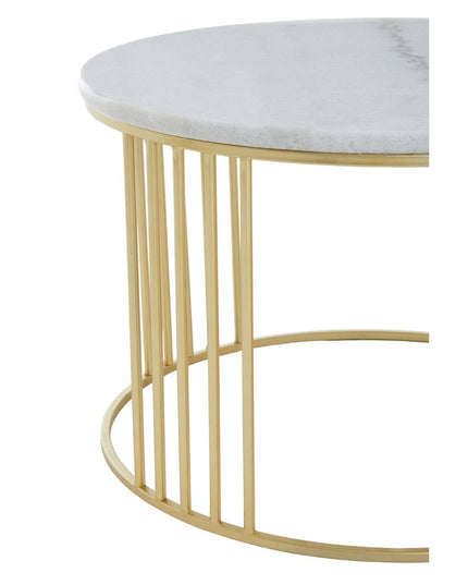 Jodie Set Of Two White Marble And Gold Frame Table