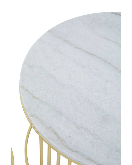 Jodie Set Of Two White Marble And Gold Frame Table