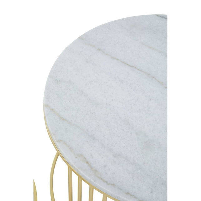 Jodie Set Of Two White Marble And Gold Frame Table