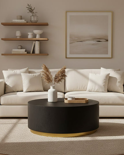 Naro Black And Gold Concrete Look Coffee Table