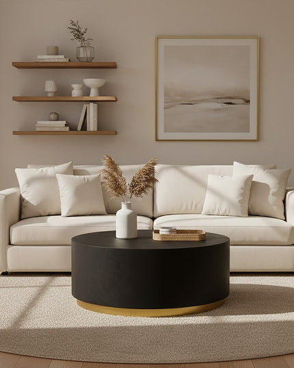 Naro Black And Gold Concrete Look Coffee Table