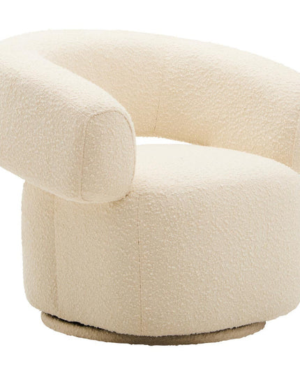 Oliveto Ivory Boucle Fabric Revolving Armchair