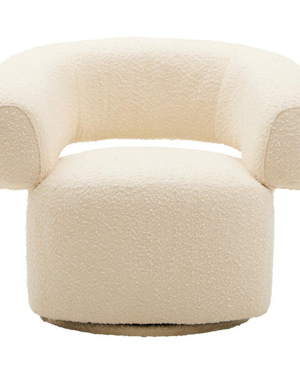 Oliveto Ivory Boucle Fabric Revolving Armchair