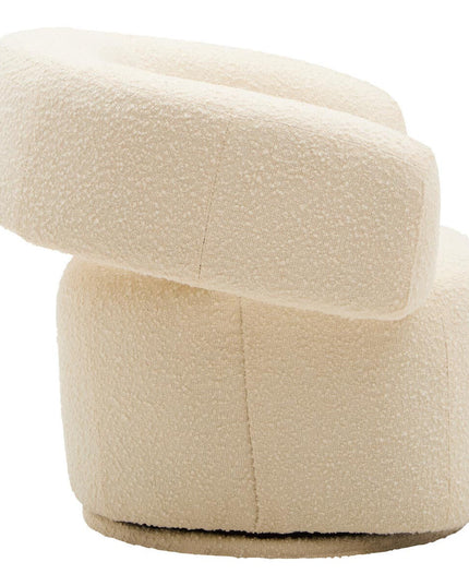 Oliveto Ivory Boucle Fabric Revolving Armchair