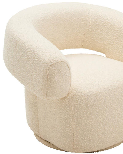 Oliveto Ivory Boucle Fabric Revolving Armchair