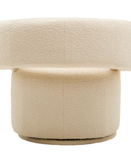 Oliveto Ivory Boucle Fabric Revolving Armchair