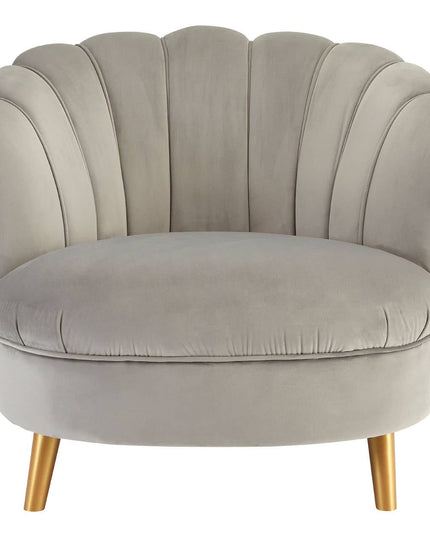 Orlina Grey Velvet Chair With Gold Wood Legs