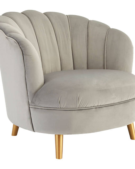Orlina Grey Velvet Chair With Gold Wood Legs