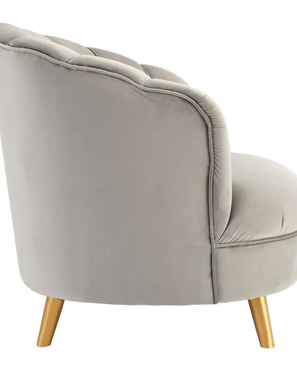 Orlina Grey Velvet Chair With Gold Wood Legs