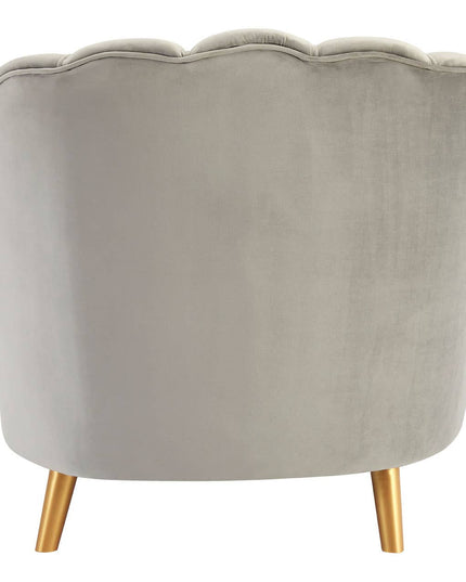 Orlina Grey Velvet Chair With Gold Wood Legs