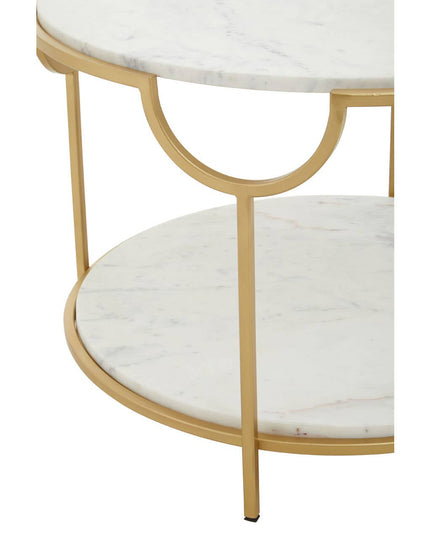 Pali Two Tier White And Gold Side Table.