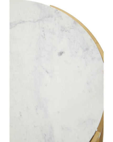 Pali Two Tier White And Gold Side Table.