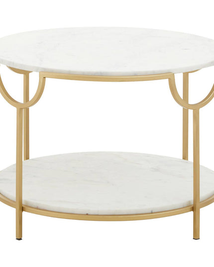 Pali Two Tier White And Gold Side Table.