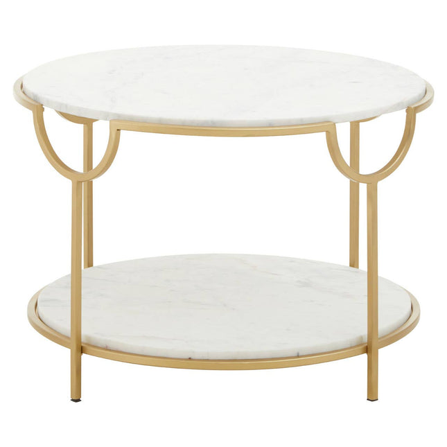 Pali Two Tier White And Gold Side Table.