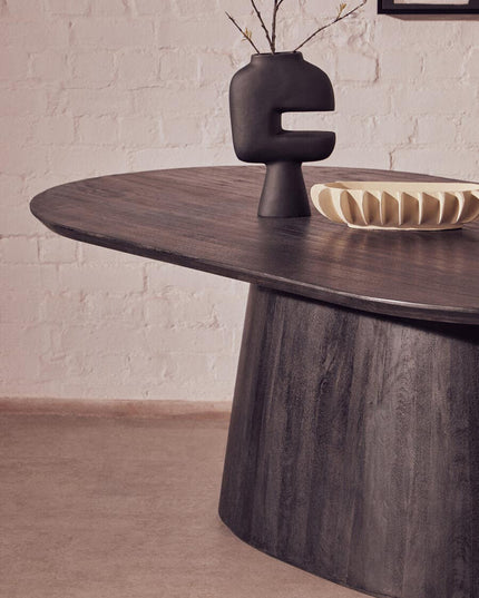 Perdoba Oval Mango Wood Black Finish Dining Table