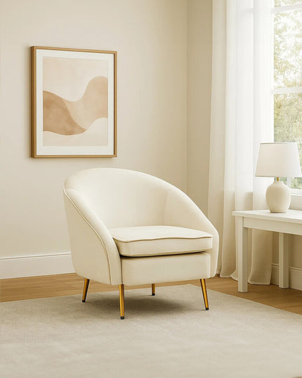 Yasmeen Beige Velvet Armchair