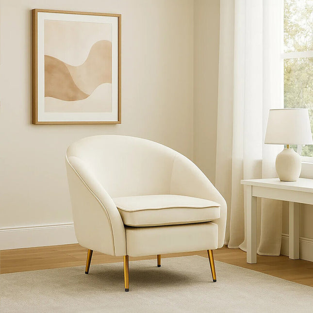 Yasmeen Beige Velvet Armchair