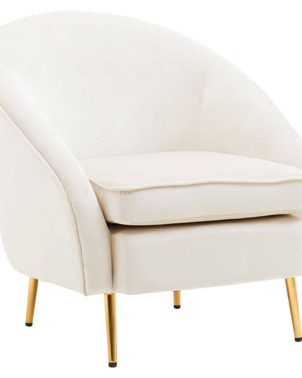 Yasmeen Beige Velvet Armchair