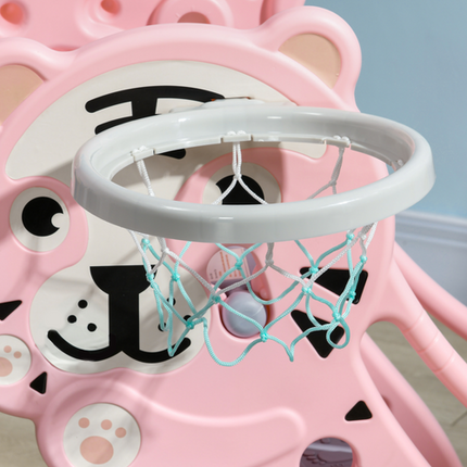 AIYAPLAY Kids Slide with Basketball Hoop, Basketball, for 18-36 Months, Pink