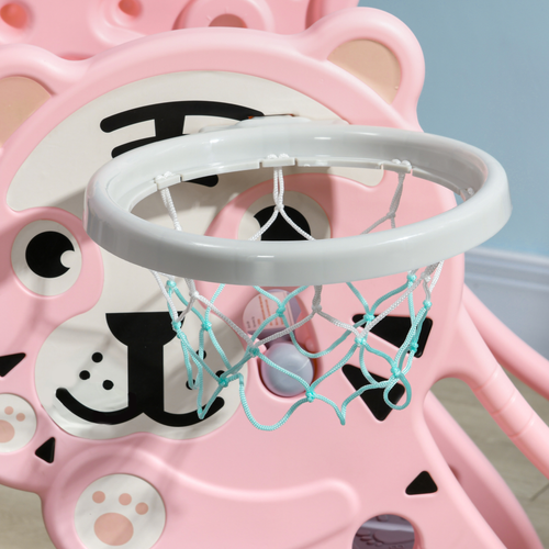 AIYAPLAY Kids Slide with Basketball Hoop, Basketball, for 18-36 Months, Pink